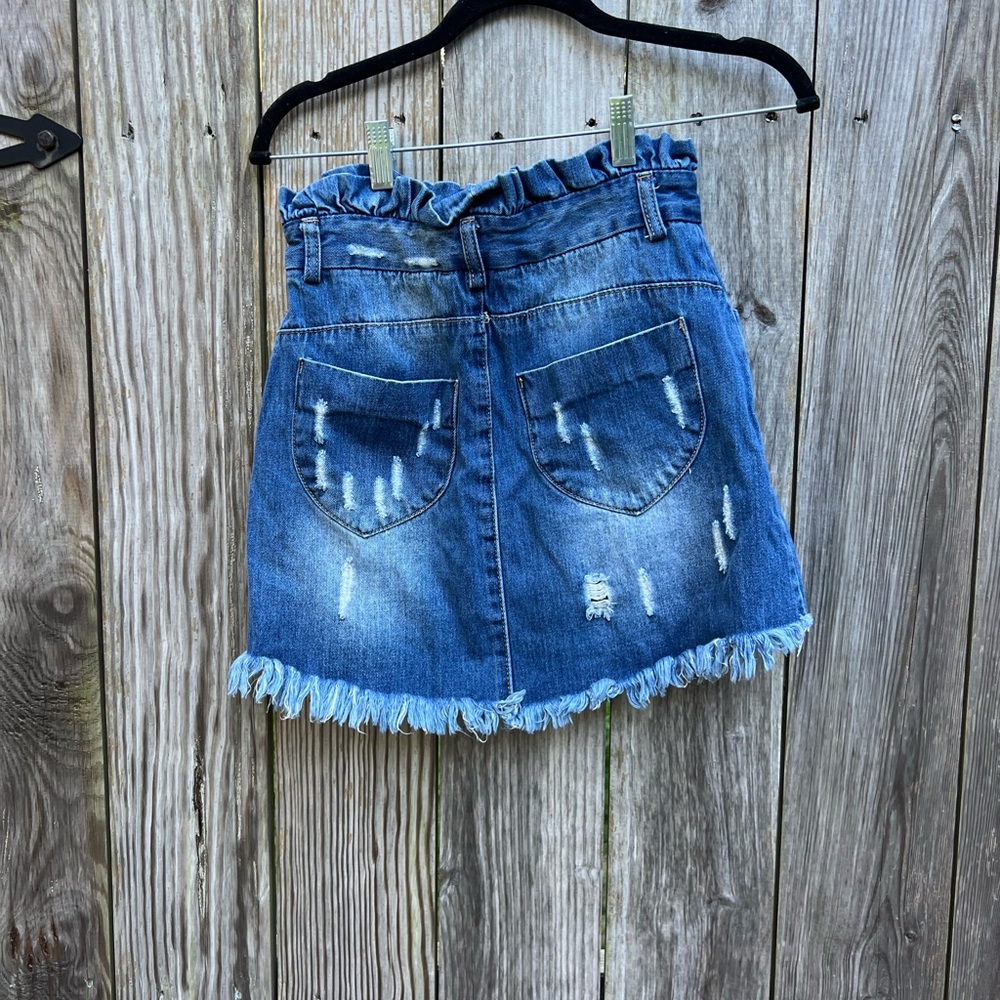 HAYDEN Distressed Paperbag Denim Skirt Women’s Small - Picture 11 of 14